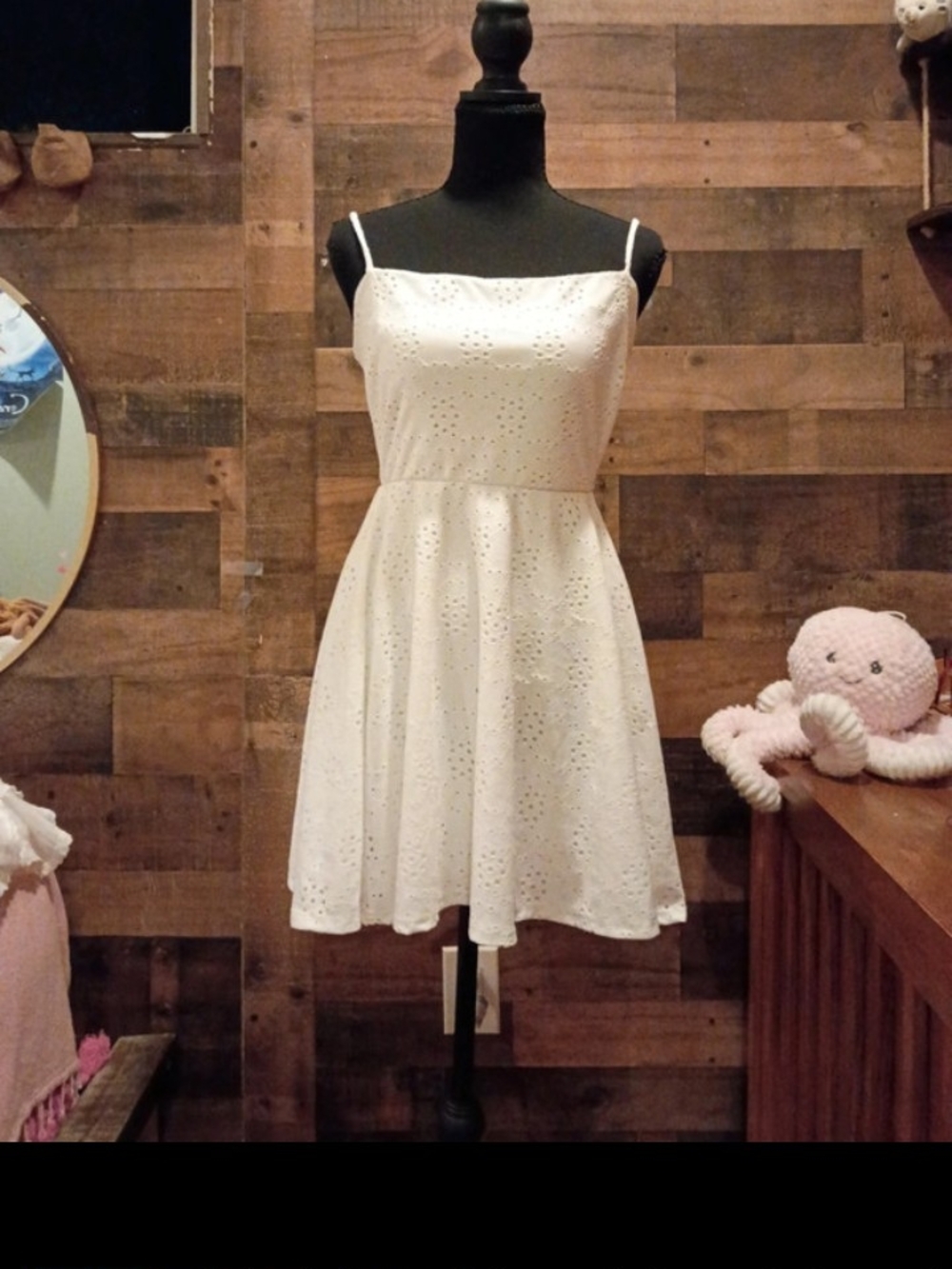 Windsor White Eyelet Spaghetti-Strap Dress